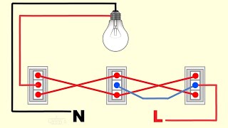 1 bulb 3 switches diagram @JrElectricSchool