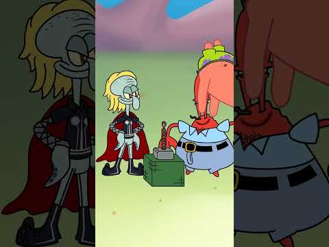 Spongebob Squarepants Becomes Herobrine in Thor's Hammer Challenge  #spongebobmod