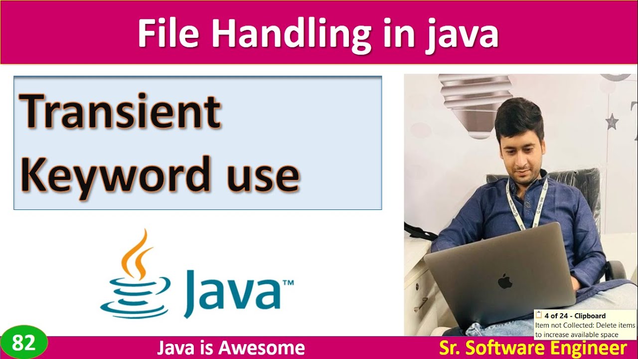 transient keyboard use in java with an example