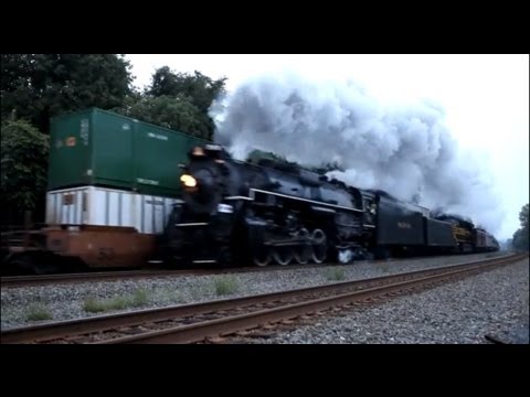 Vintage Steam Train Meets Modern Freight Train: NKP #765, Heritage Unit and NS stacks at Cove, PA