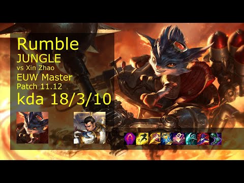 Rumble Jungle vs Xin Zhao - EUW Master 18/3/10 Patch 11.12 Gameplay