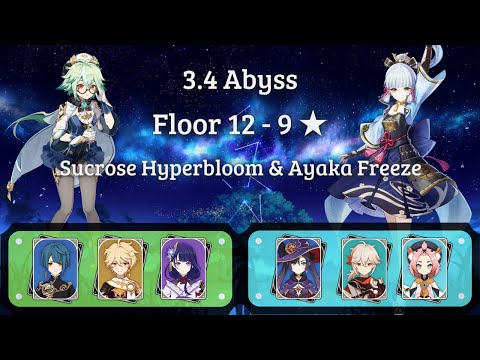 Sucrose Hyperbloom & Ayaka Freeze - 3.4 New Abyss Floor 12 Full Stars