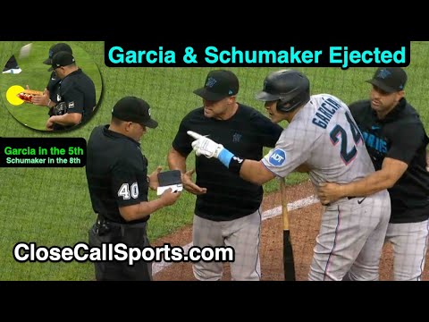E183-4 - Avisail Garcia Held Back From Umpire Roberto Ortiz After Strike Calls; Skip Schumaker Later