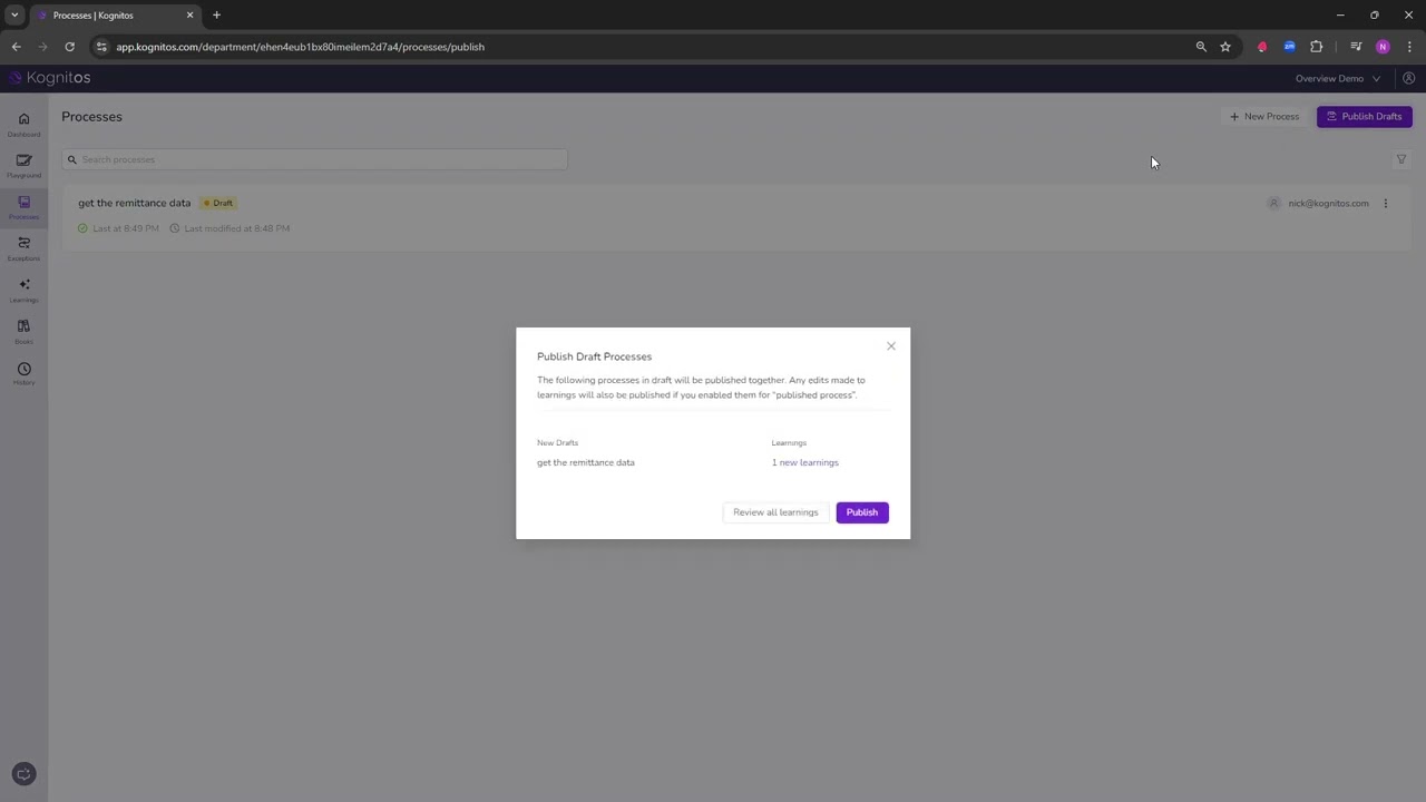 2. Kognitos Operations - From Playground to Published Process