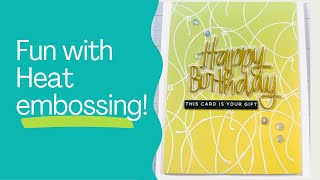 FUN with Heat embossing and a big red rubber cling background balloon stamp!