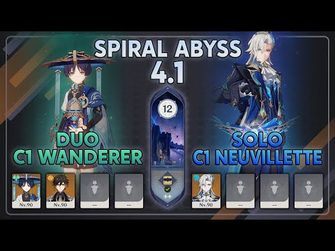 C1 Wanderer Duo & C1 Neuvillette Solo l Spiral Abyss 4.1 Floor 12 - Genshin Impact