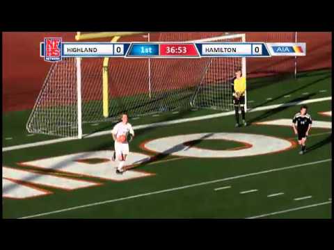 Hamilton #10 Josh Drac perfectly places the free kick for a goal