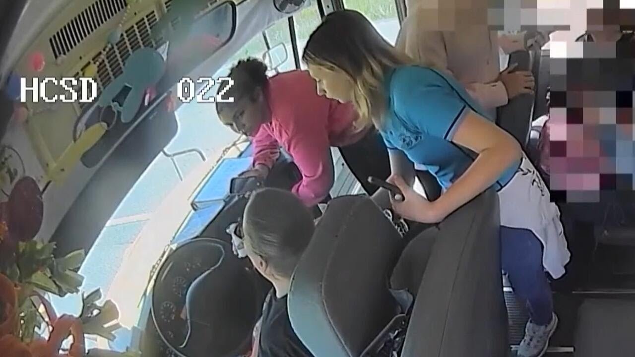 Video shows middle school students take control of bus after driver has medical emergency