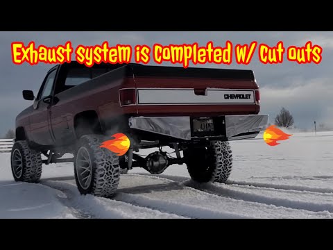 Exhaust system w/ electric cutouts on my 85 Chevy K20 Silverado square body Granatelli