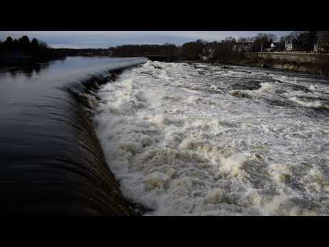 High flows at Pawtucket Falls on the Merrimack River in, Lowell, Mass. (23,000 cfs)