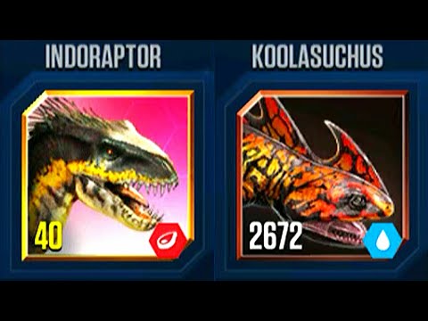 TOURNAMENT TOP 1 INDORAPTOR VS KOOLASUCHUS VS DILOPHOBOA | JURASSIC WORLD THE GAME