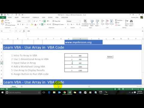 Learn Vba Part 18-  Use Array in VBA Hindi
