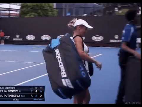 Putintseva looks dissappointed about the crowd