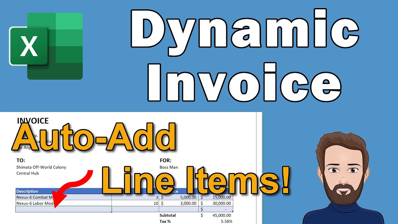 Excel Invoice Template that Adds New Lines Automatically