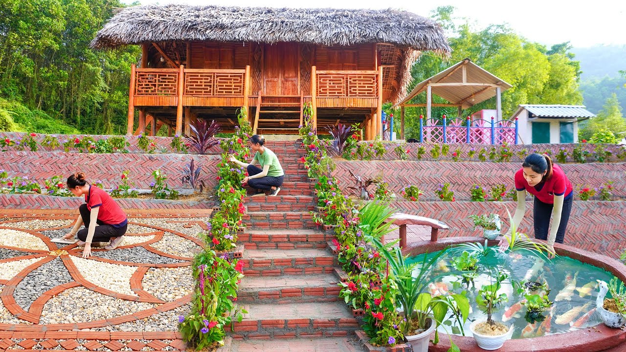 REWIND TIMELAPSE: Building A Campus Around The LOG CABIN With Lots Of Bricks. Alone BUILD LOG CABIN