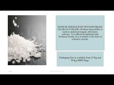 Sodium Thiosulfate Pentahydrate LR/AR/ACS Grade