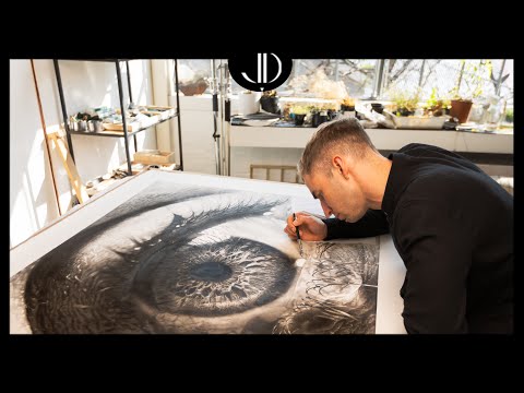 Drawing an Eye 364 X Larger Than Life with Only Pencil.