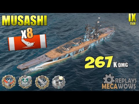AWESOME Musashi 8 Kills & 267K Damage | World of Warships