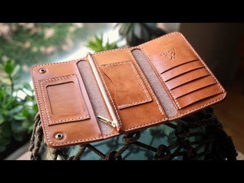 Making a Trifold Long Wallet // Leather Crafting ASMR
