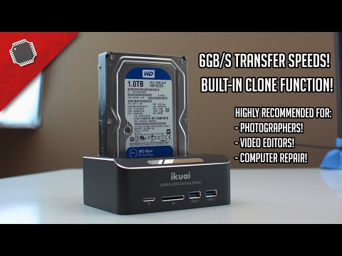 ikuai Hard Drive Enclosure 3.5" Aluminum USB 3.0 / USB C to SATA Hard Drive Dock Case for 3.5 inch Internal HDD & SSD up to 20TB video review thumbnail