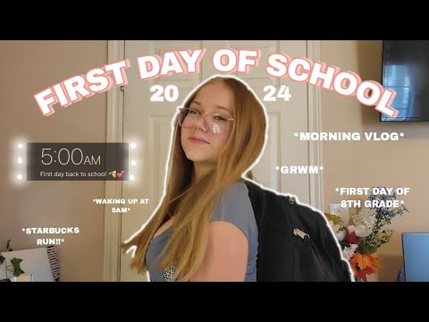FIRST DAY BACK TO SCHOOL VLOG 🎒🏫 (8TH GRADE, GRWM, 2024)