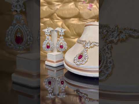 ✨Stunning ruby necklace set💎with sparkling stones & elegant design perfect for any bride❤️#sarwani