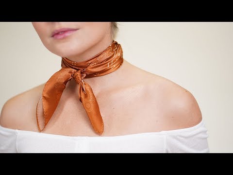 How to double wrap and tie a silk scarf / bandana around your neck -