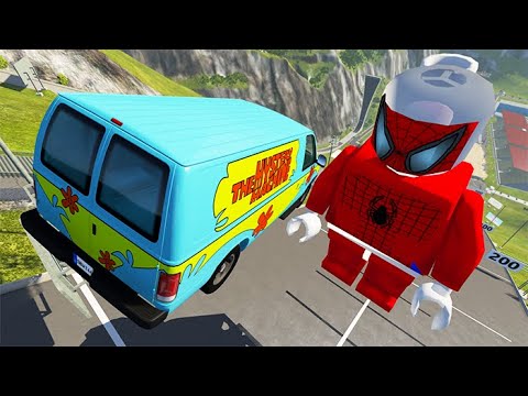 20 Satisfying High Speed Car Jumps Over Lego, Pizza, laptop BeamNG Drive | BeamNG-Destruction