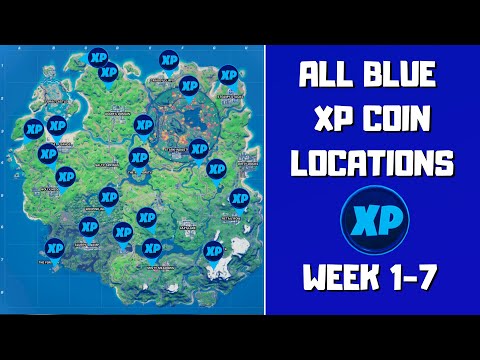 All 21 Blue XP Coins Locations in Fortnite (week 1-7)! - Deja Blue Punch Card