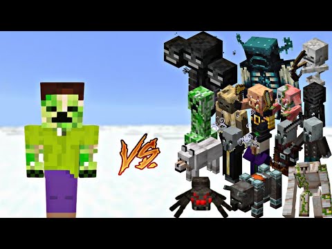 Minecraft all mobs vs creesteve amazing fight #minecraft #gaming #viral