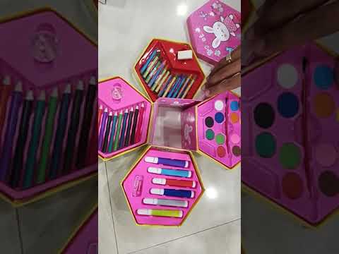 46 Pcs Plastic Art Colour Set with Color Pencil, Crayons, Oil Pastel and Sketch Pens 9106504100