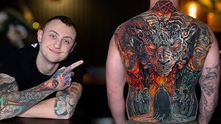 TATTOOING A SATANIC RITUAL FULL BACK