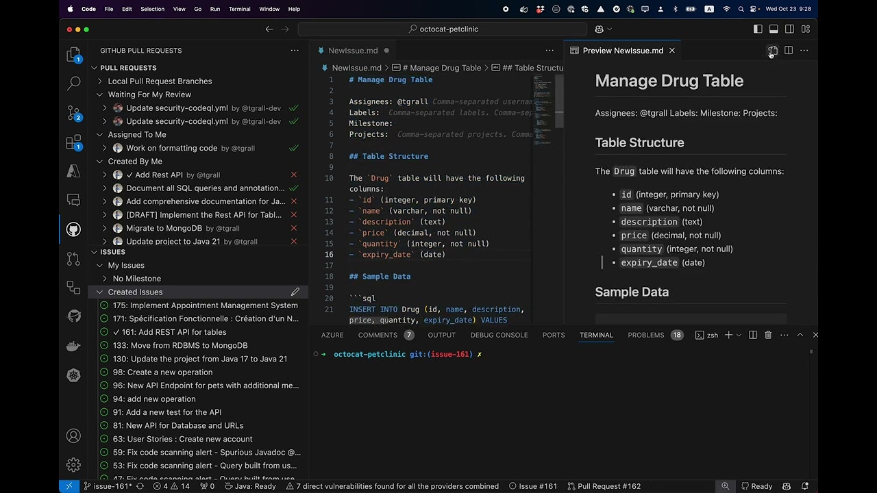 Creating a new GitHub Issue with Copilot Chat