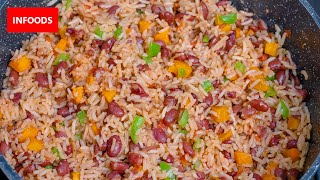One Pot Rice and Beans Recipe | How to Cook Rice and Beans | Simple Rice and Beans Recipe | Infoods