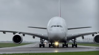 Emirates A380 Interior & Close-Up | Epic Takeoff from RWY 24 After Heavy Delay!