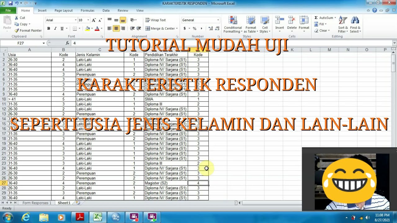 Tutorial Mudah Uji Karakteristik Responden Seperti Usia Jenis Kelamin dan Lain lain