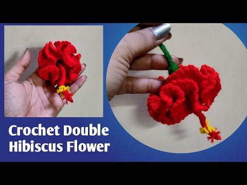Crochet Double Hibiscus Flower #crochetflower