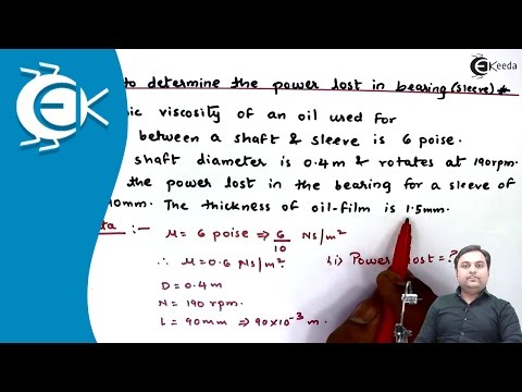 Problem to Determine the Power Lost in the Bearing (Sleeve)- Properties of Fluid - Fluid Mechanics 1