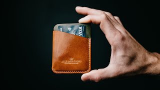 Making a SIMPLE handmade leather WALLET - ASMR