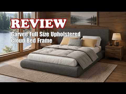 Garvee Full Size Bed Frame with LED Lights & Velvet Crystal Button Headboard, Upholstered Boy/Girl Platform Bed with Storage Drawer, Noise Free, No Box Spring Needed for Kids, Teens, Beige video review thumbnail