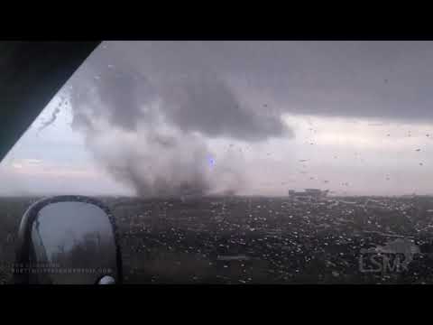 3-12-2021 Shallowater, TX Tornado - Debris SLAMS AND DAMAGES Chasers Van!