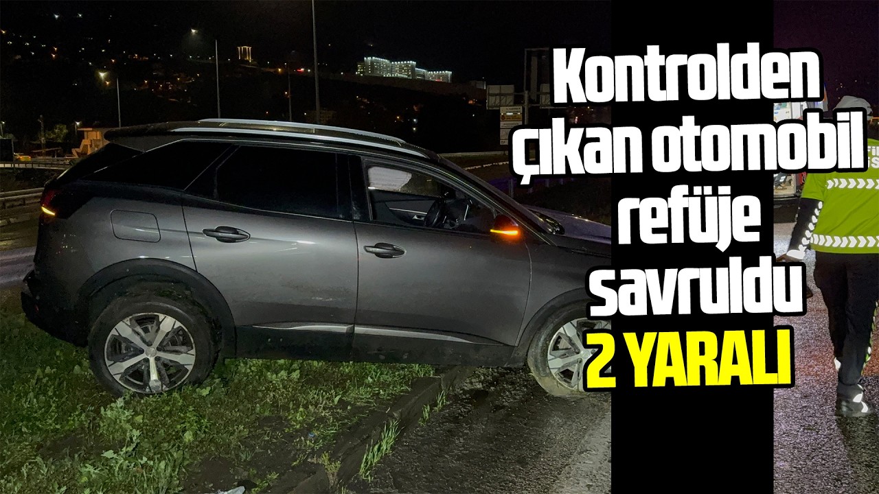 Samsun'da kontrolden çıkan otomobil refüje savruldu