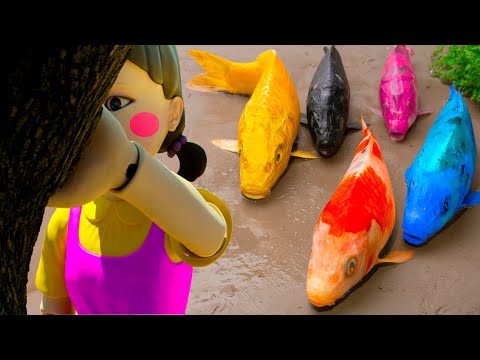 Squid Game - Golden Carp And Eel Battle - Primitive Cooking - Stop Motion ASMR - Coco