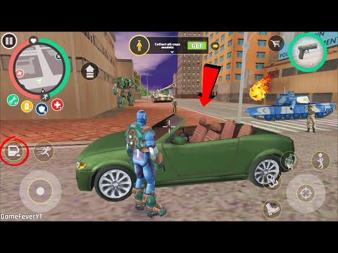 Rope Hero: Vice Town (Rope Hero Drive Green Robot Car) Rope Hero Freeze Tanks - Android Gameplay HD