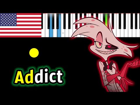 🇺🇸 "Addict" (Отель Хазбин) | ENG | Песня Энджела | Piano_Tutorial | Разбор | КАРАОКЕ | НОТЫ + MIDI