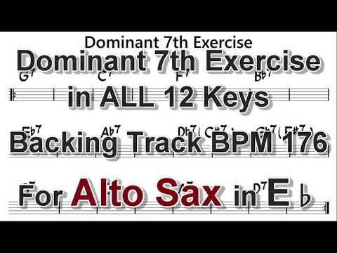 Dominant 7th Exercise - Backing Track for Alto Sax, BPM 176