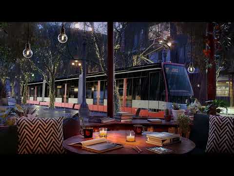Coffee Shop Street View Ambience - Rain and Distant Thunder Sounds for Focus, Study and Relaxation