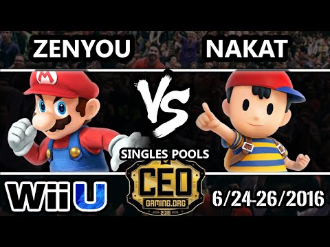 CEO 2016 Smash 4 - ATRAKT | Zenyou ( mario) Vs. CLG | Nakat (Ness) SSB4 Tournament - Smash Wii U