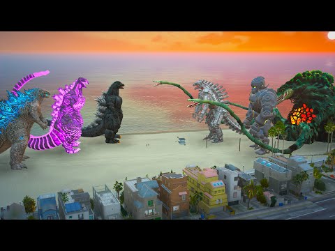 Godzilla, Shin Godzilla, Heisei Godzilla vs Mechagodzilla Team - GTA 5 Mods