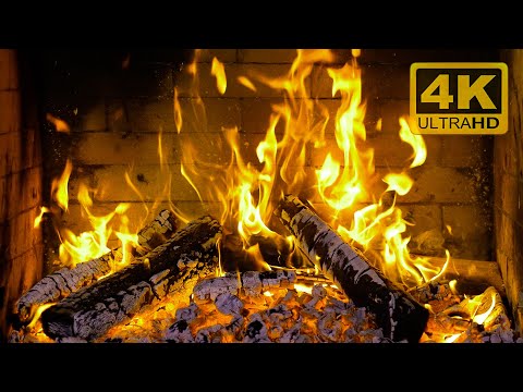 🔥 YELLOW FIREPLACE 4K! Magic Fireplace Burning with yellow flames (12 HOURS)